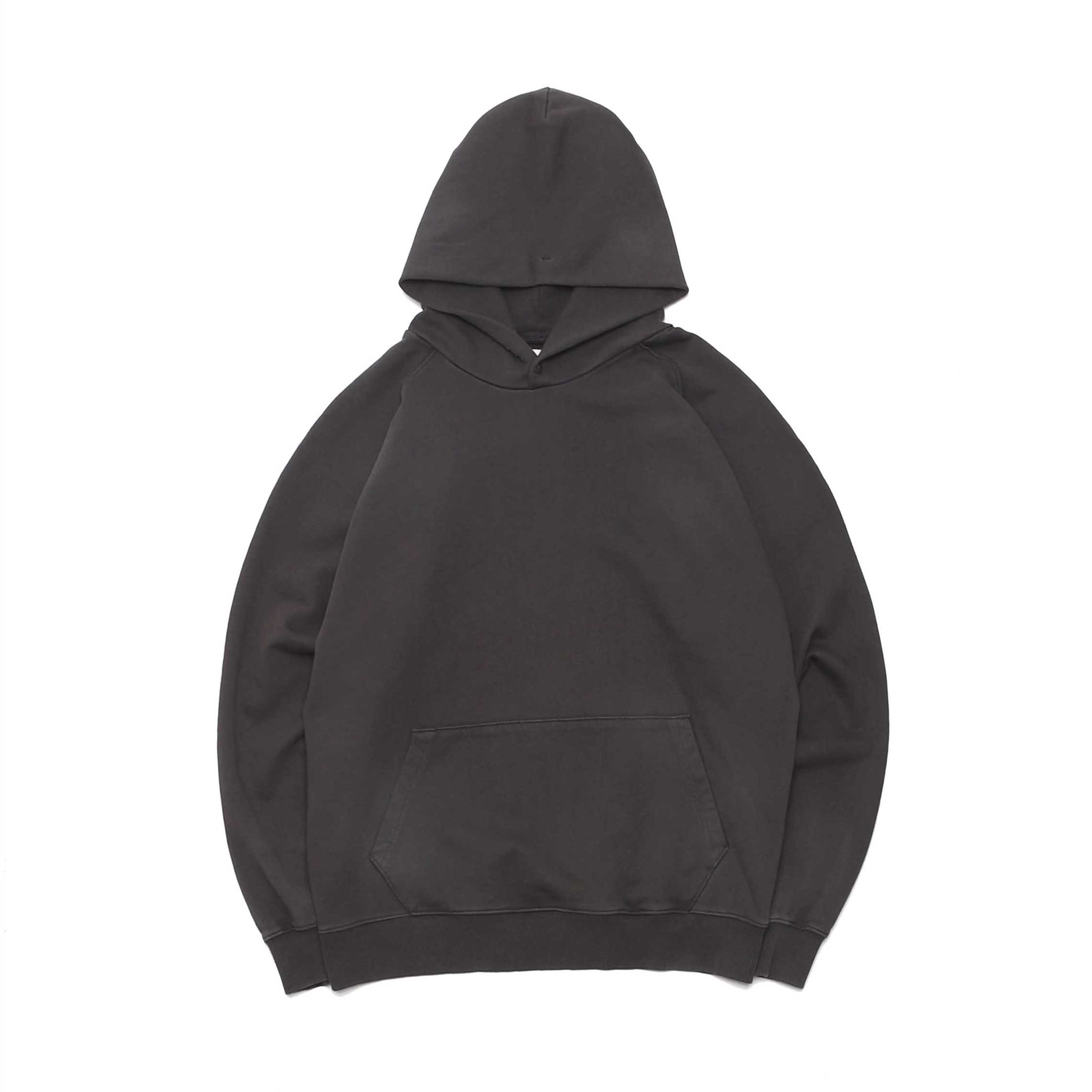 WASHED COTTON HOODED SWEAT - CHARCOAL