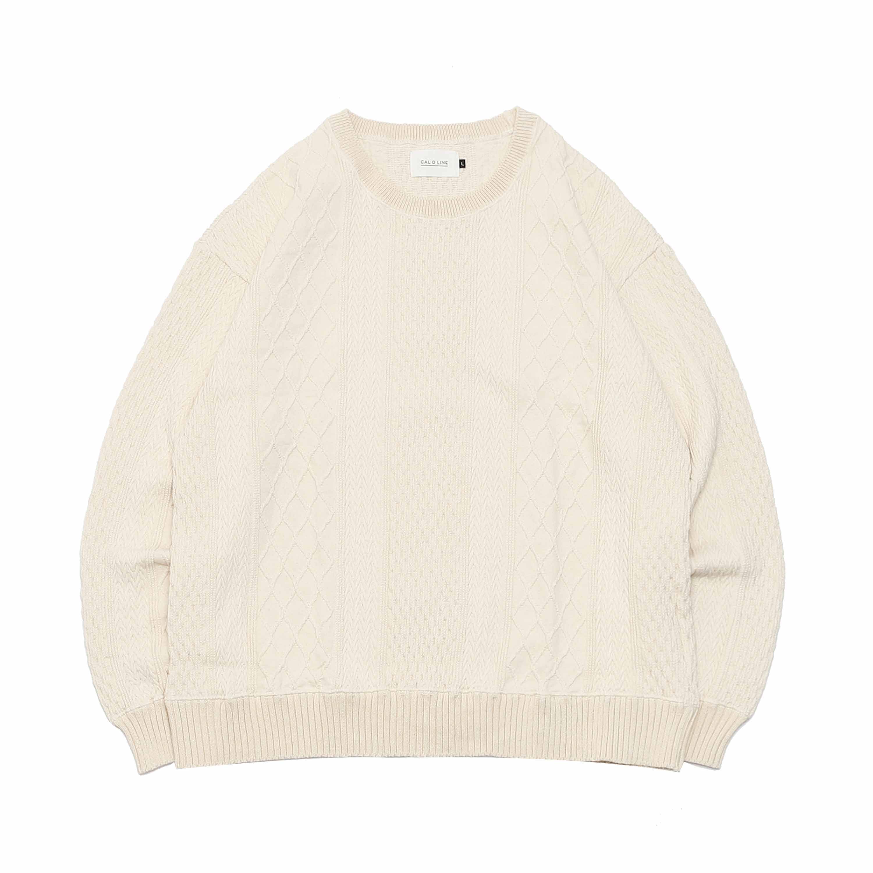 CABLE CREW-NECK SWEAT NATURAL 블루스맨
