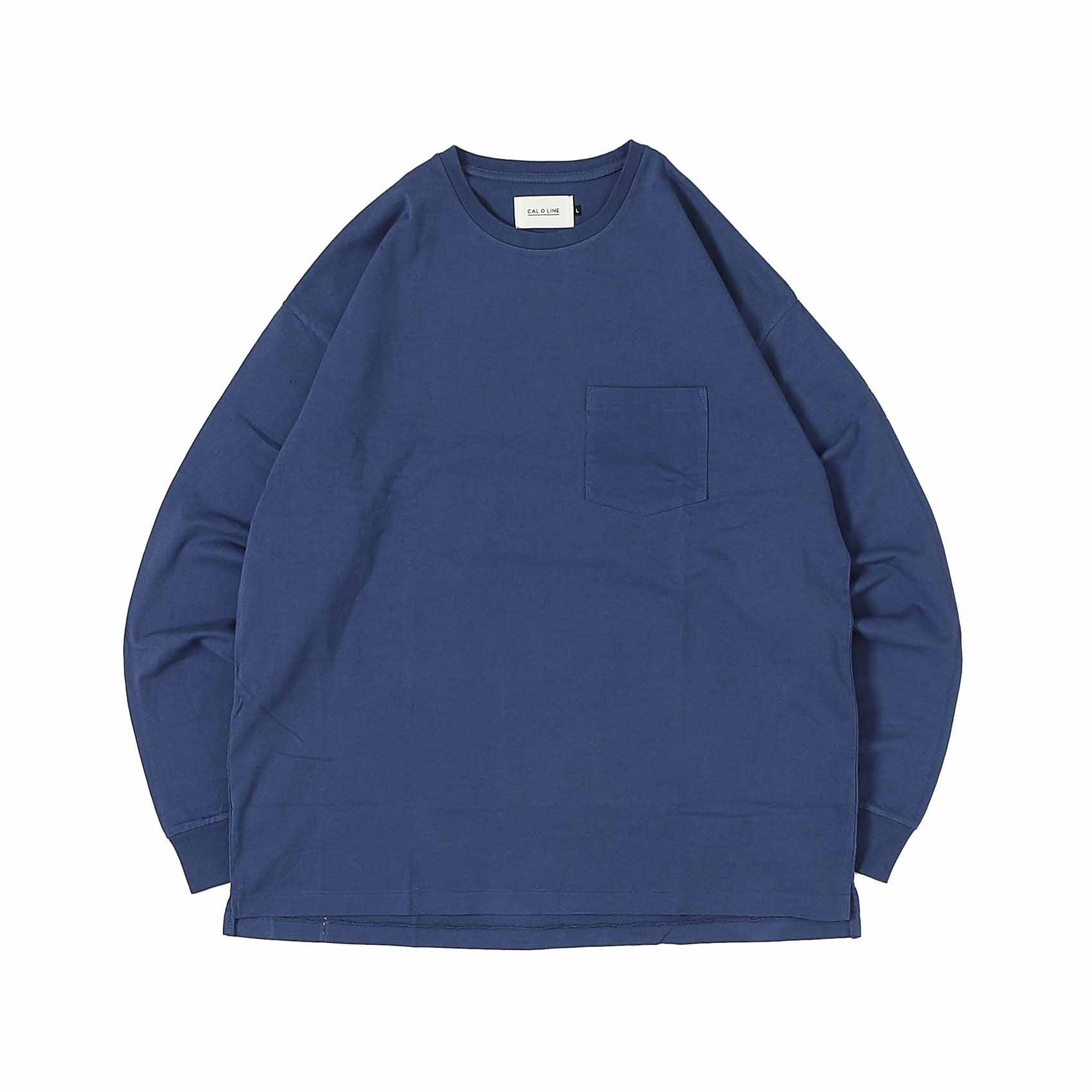 SOLID COLOR L/S TEE - NAVY BLUE
