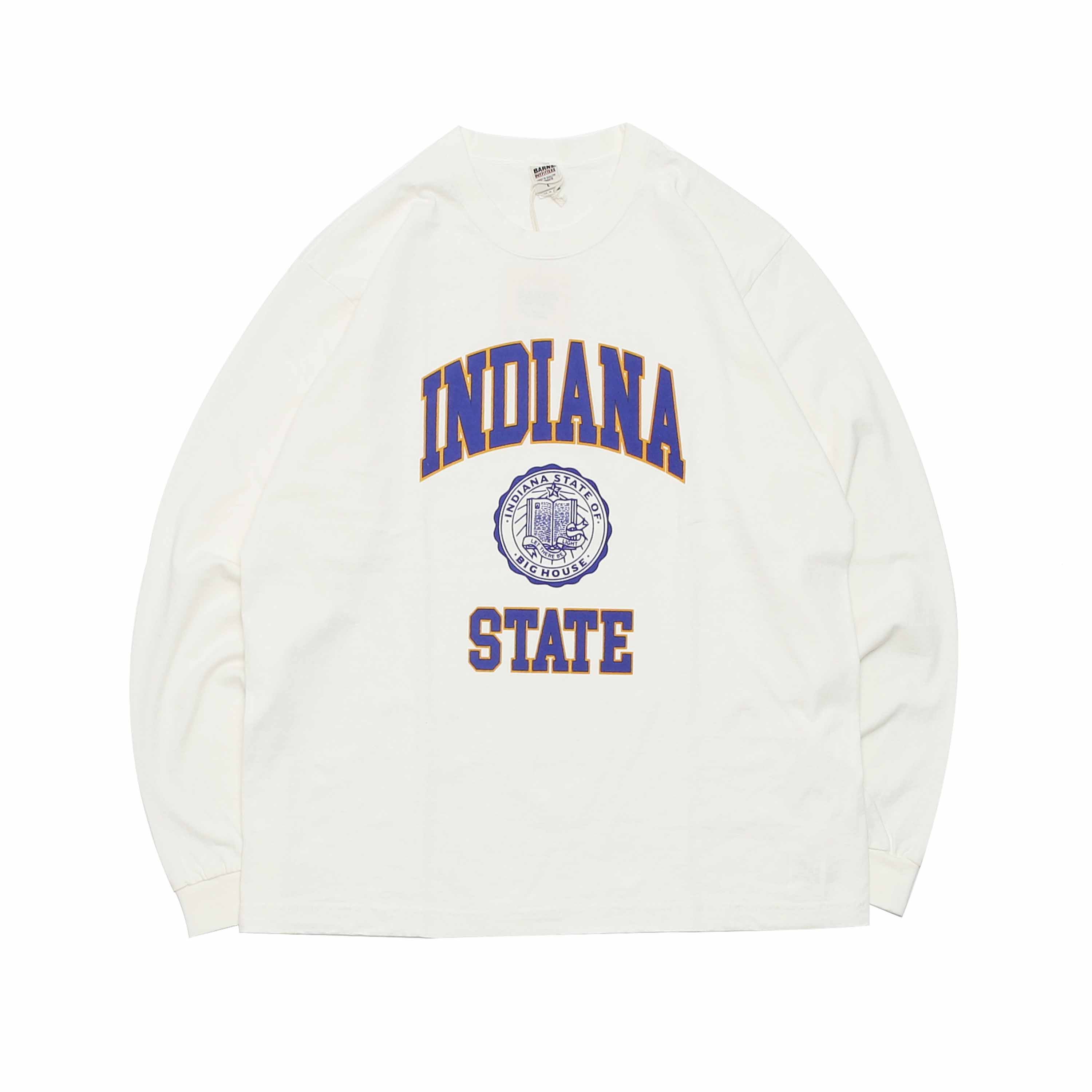VINTAGE LIKE L/S PRINTED TEE - INDIANA STATE WHITE(BR-22313)